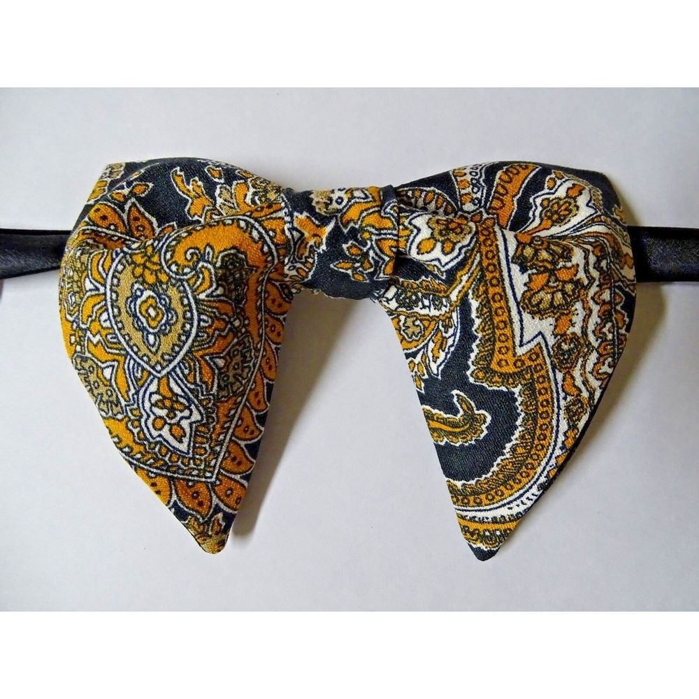 NEW Handmade Mens‎ Bow-tie-Vintage-style-70-s Paisley Black/Brown Adjustable